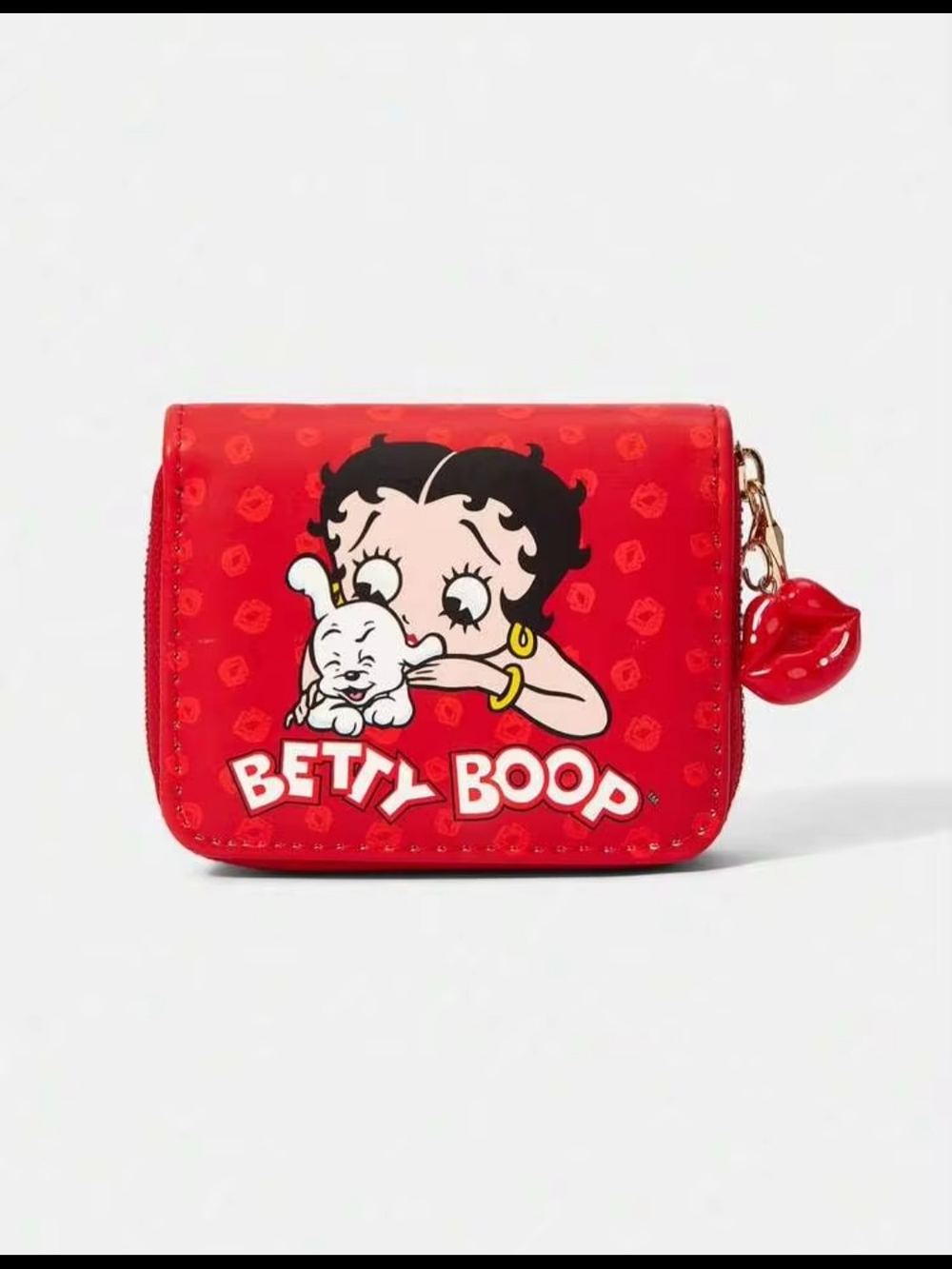Betty Boop Red Kiss Charm Zip Wallet